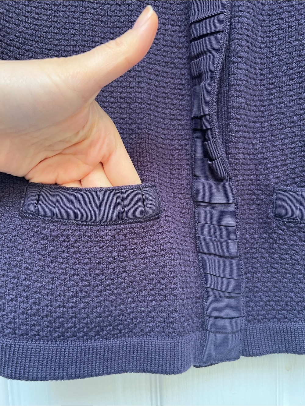 EUC Ann Taylor Plum Knit Cardigan with Neck Bow and pockets size medium - Picture 6 of 9